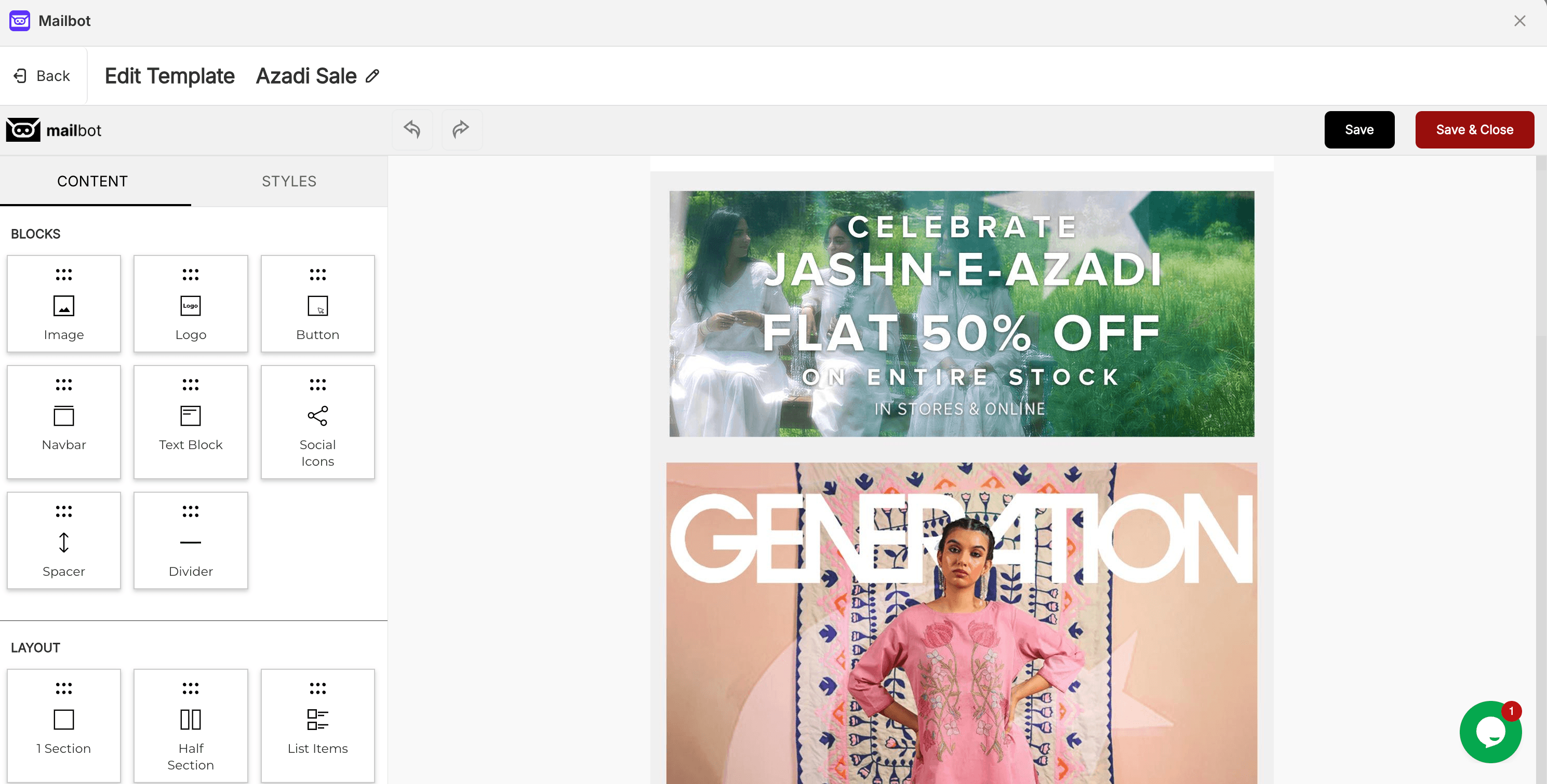 Drag & Drop Email Builder Interface