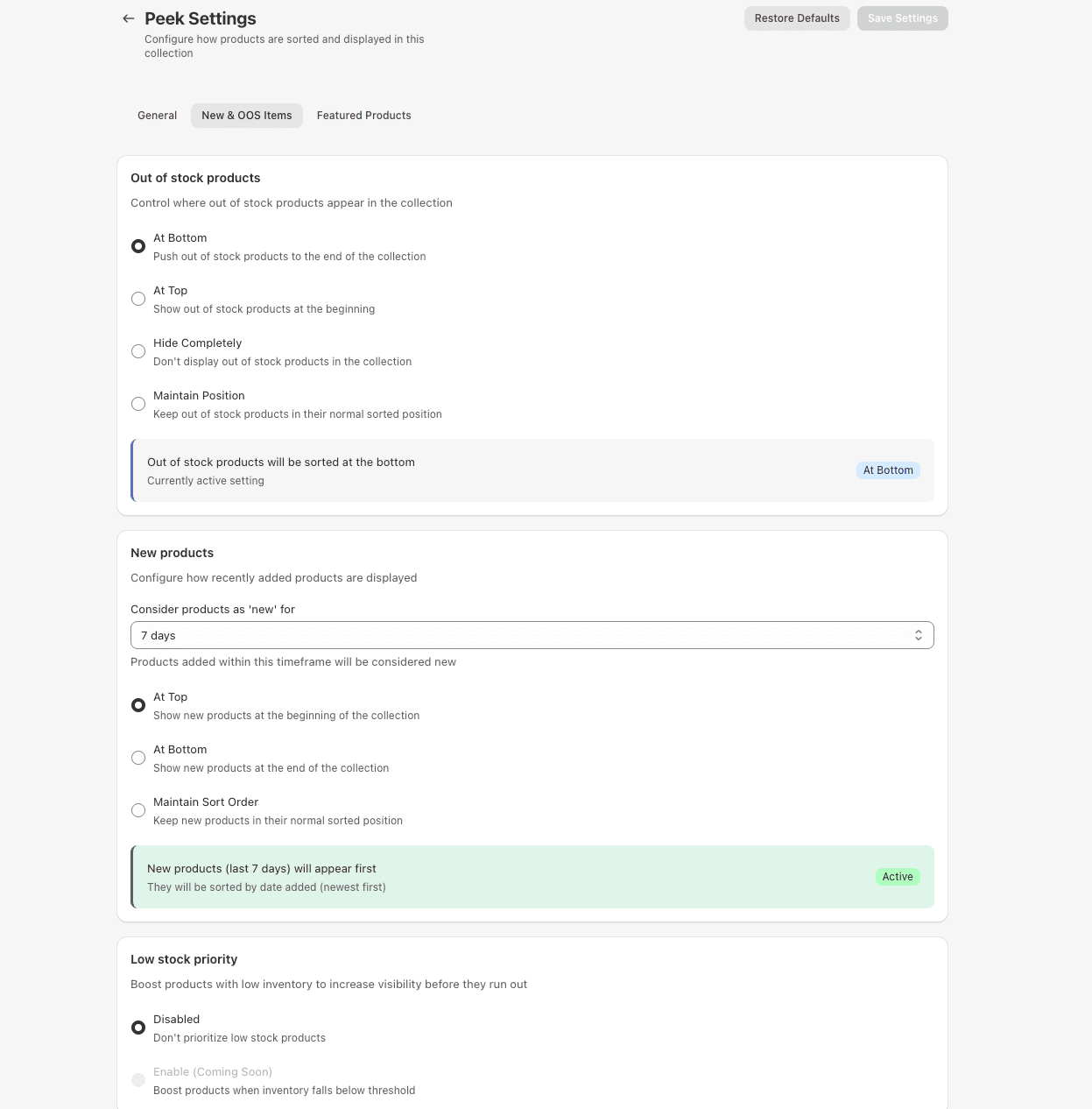 Per-Collection Settings