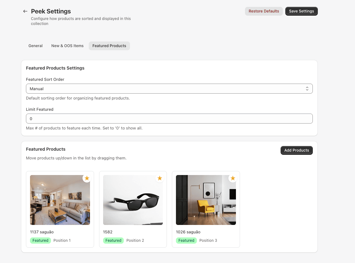 Feature Important Products