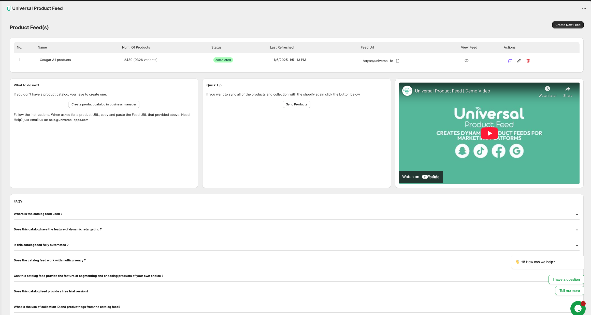 Universal Product Feed