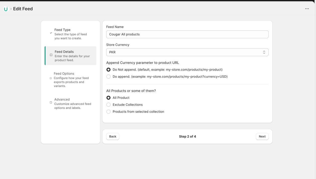 Configure Feed Settings